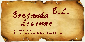 Borjanka Lisinac vizit kartica